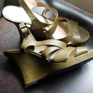 SOLD! SOLD! Avocado  wedge sandals. Nine west